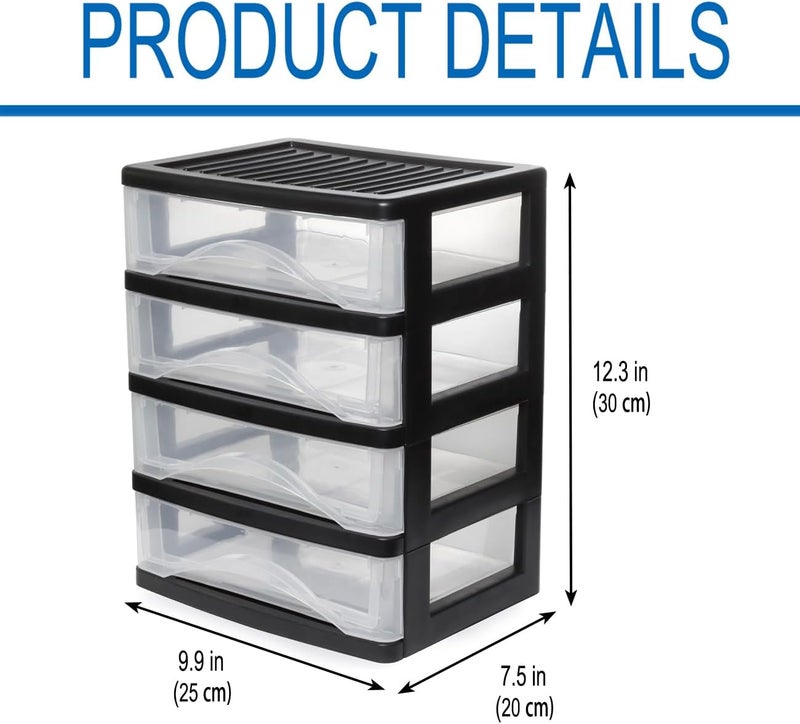BYCY 4-Drawer Clear Stacking Desktop Organizer for Office Supplies Small Business Organization, Stackable Storage Drawers Plastic Storage Bins For Kitchen Cabinets, Pantry, Home Organization - Image 3